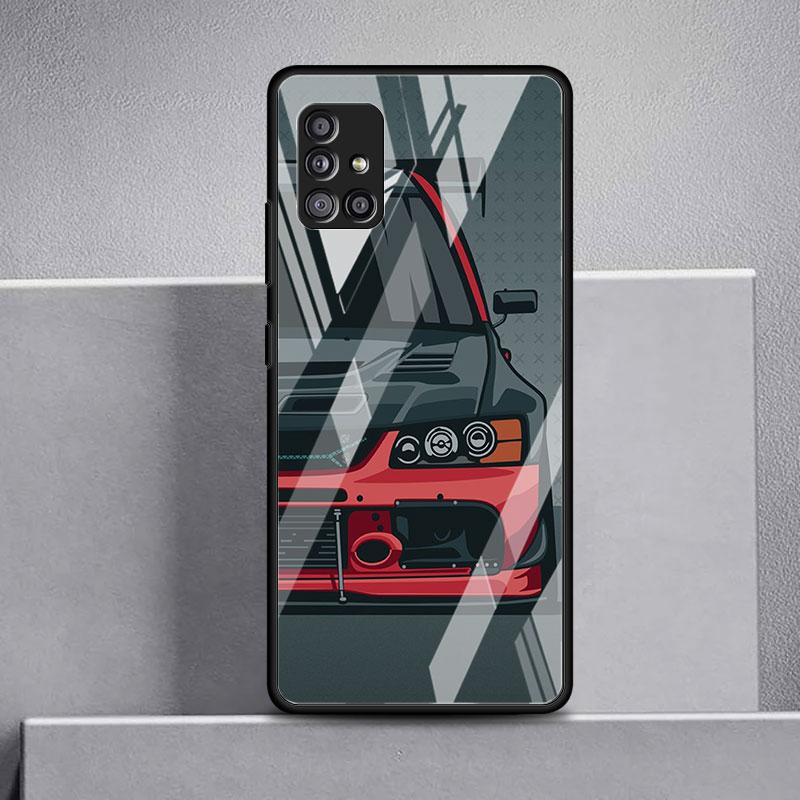 Japan JDM Sport Autos Comic Glas Fall Für Samsung Galaxy A52 A71 A50 A51 A70 A21s A31 A72 A10 A12 A30 A22 5G Telefon Abdeckung