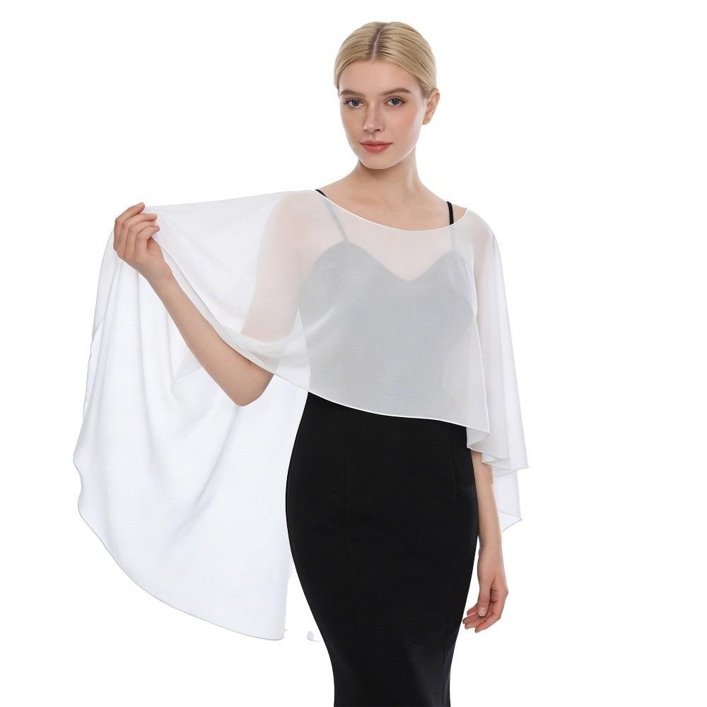 

Elegant Chiffon Cover Up Loose Fit Beach Poncho French Retro Chiffon Sunscreen Outerwear Outdoor