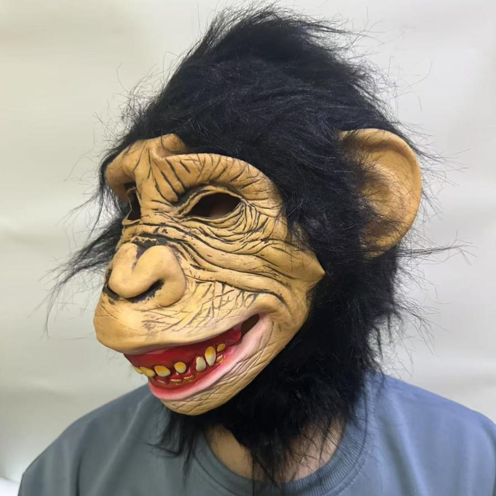 Same Style cosplay Live streaming props, funny and quirky, internet celebrity-style, latex mask, yellow-faced ape headgear