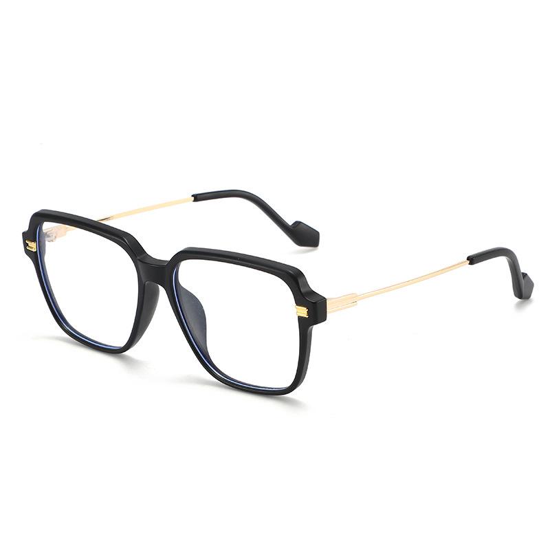 Retro TR Large Frame Flat Lenses Men's Anti-Blue Light Glasses