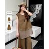 Women's Linen Blend Lace Patchwork Two-Piece Set