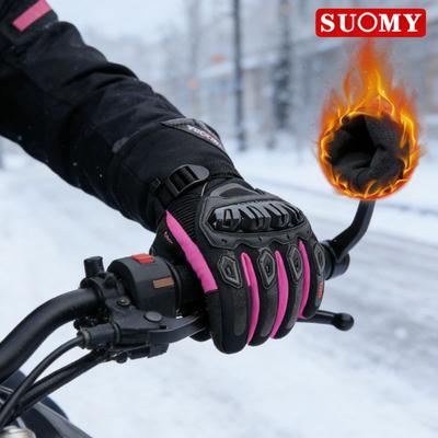 SUOMY Winter Warm Women Motorcycle Gloves Cold-proof Equipment Waterproof Motocross Motorbike Racing Riding Heated Racing Glove