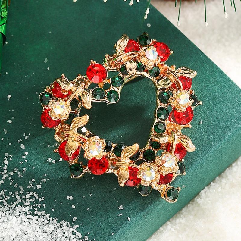 Hot Sale Cartoon Brooch Creative Design Diamond Festival Tree Ping An Fruit Cane Holiday Christmas Brooch