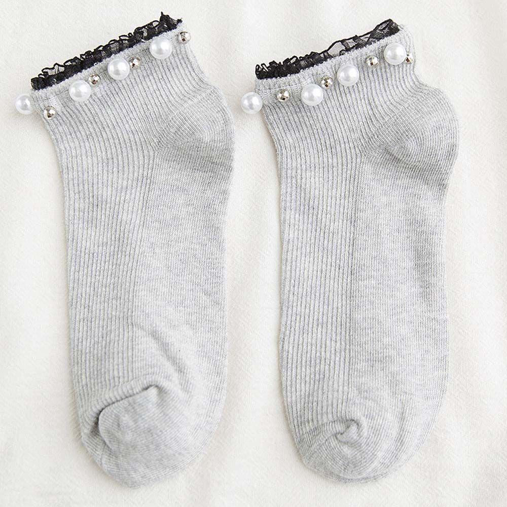 

Милые осенние жемчужные модные однотонные хлопковые носки, носки до щиколотки, носки-следки серый