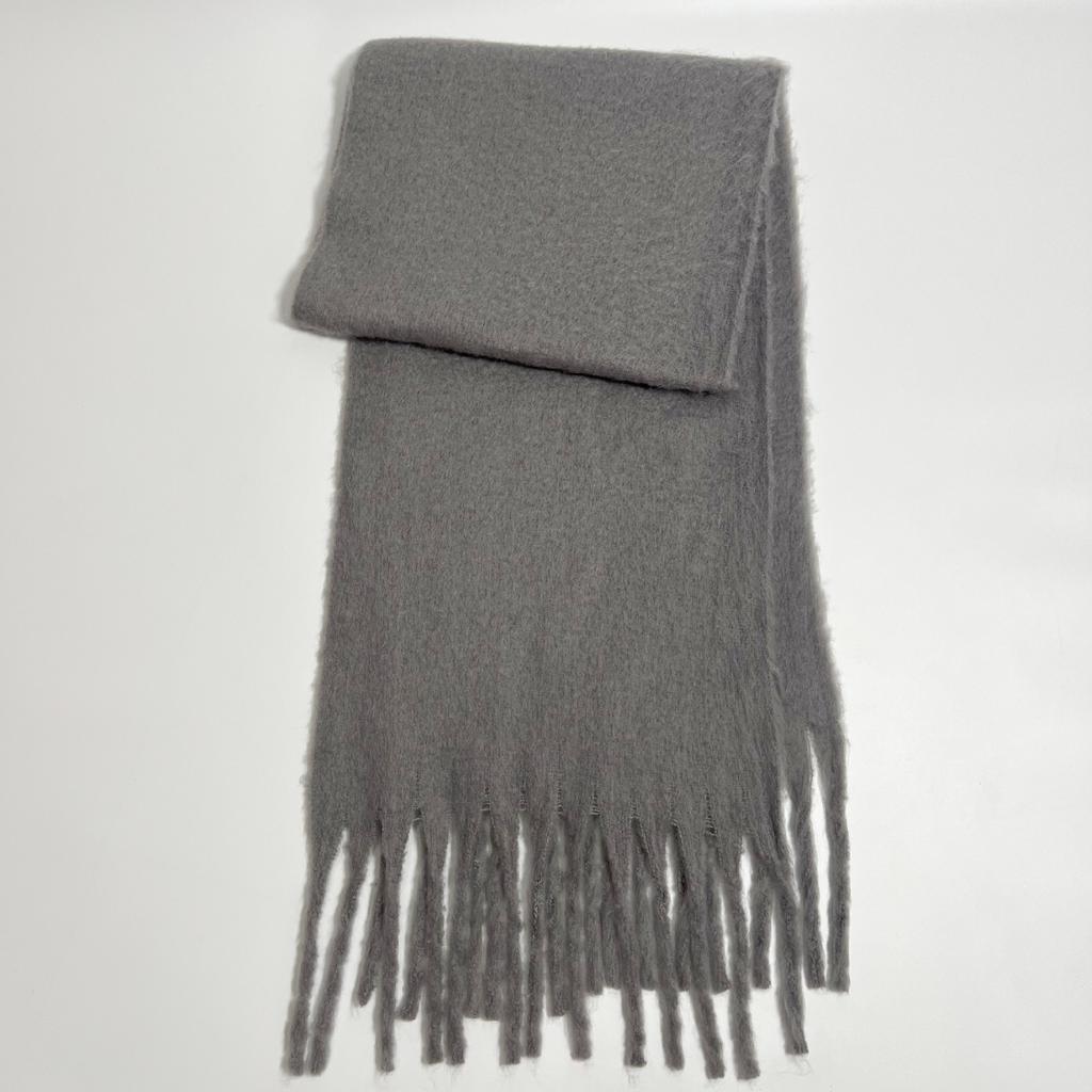 Versatile mohair solid color scarf women's winter thickening simple warmth enlarged shawl scarf
