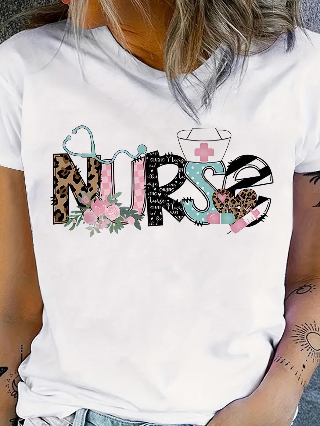 Nurse Leopard Floral Heart Syringe T-shirt XXXL