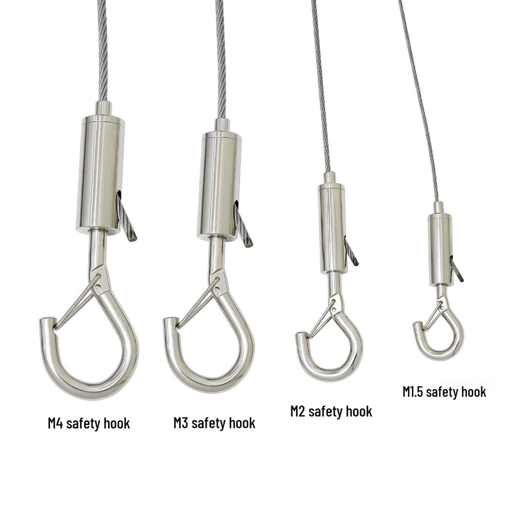Adjustable 304 Stainless Steel Wire Rope with Double-Head Safety Hook and Spring Clip