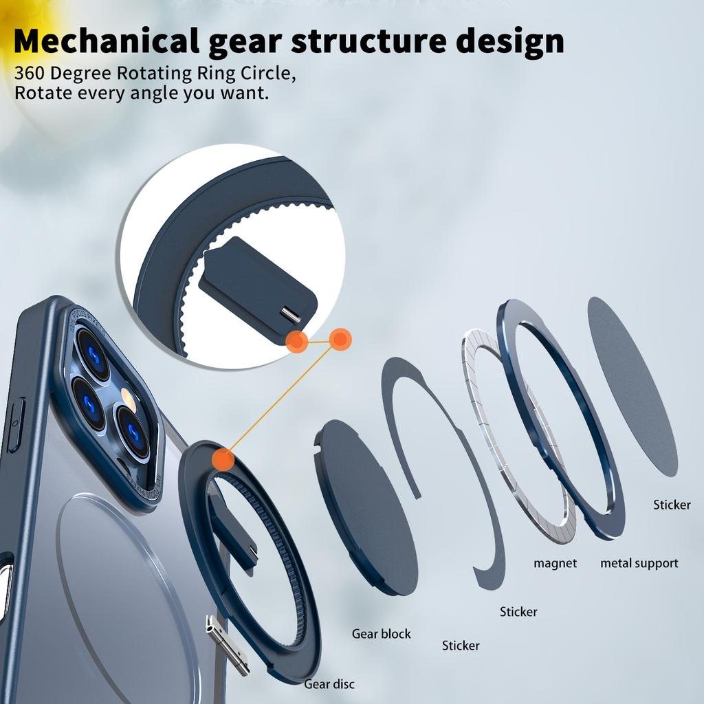 For iPhone 16 Pro Max Kickstand Case TPU+PC Back Phone Cover Compatible with MagSafe