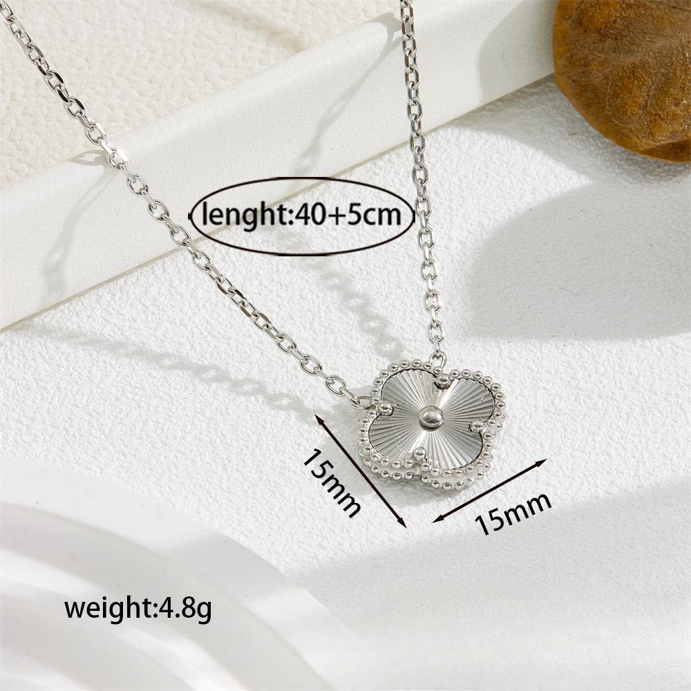 15MM Oboustranný náhrdelník z titanové oceli s čtyřlístkem Jednoduchý dámský řetízek na klíční kost Síťový červený šperk