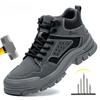 Unisex Gray Safety Shoes Men with Steel Toe Cap Anti-smash Men Work Shoes Sneakers Light Puncture-proof Men's Protective Sneaker