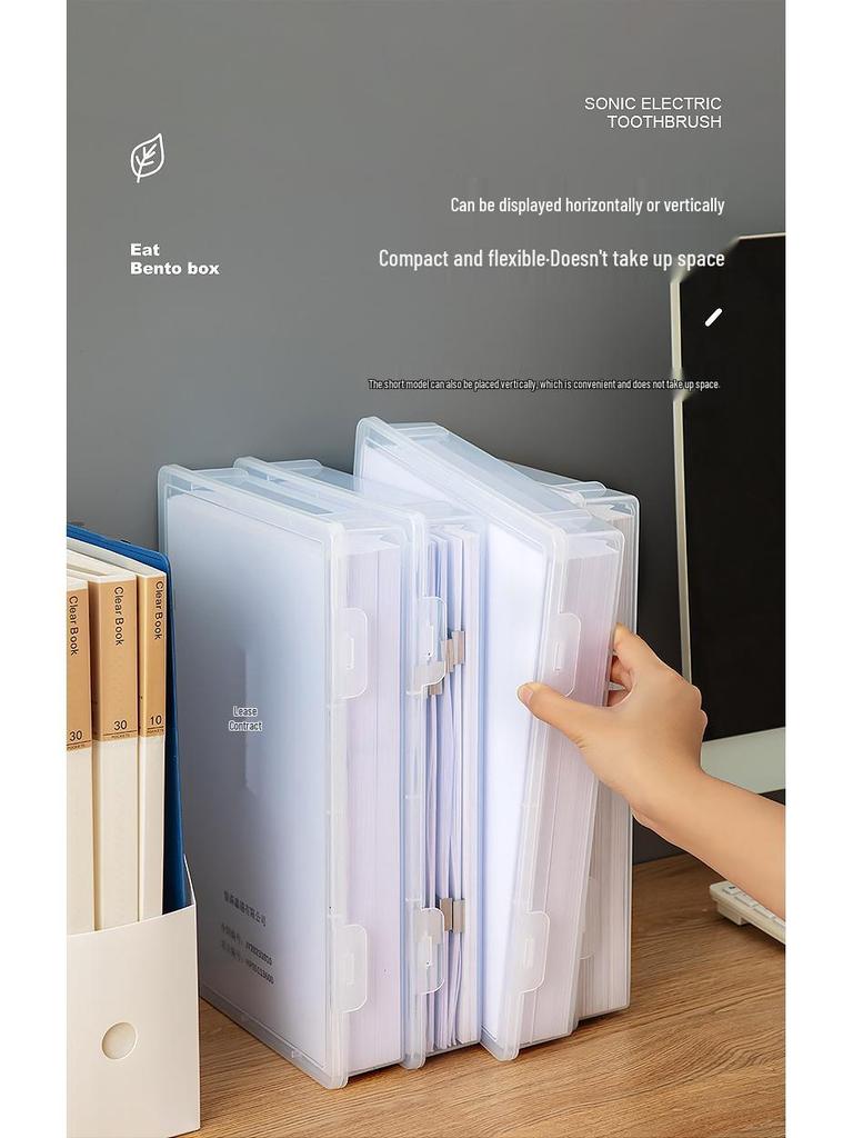 Transparenter Kunststoff A4 Schreibtischorganizer mit Deckel - Staubdichte quadratische Ablagebox