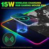 AIMSA Wireless Charging RGB Gaming Mouse Pad 15W, Extended LED Desk Mat Protector 800x300x4MM, 14 Light Modes Extra Large Mousepad Non-Slip Rubber