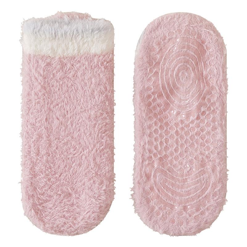 Winter and Autumn Thick and Warm Floor Socks - Synthetic Felt Short Sleeve Anti-Slip Socks In Colorful Design - Non-Fluffy and Suitable for Sleeping