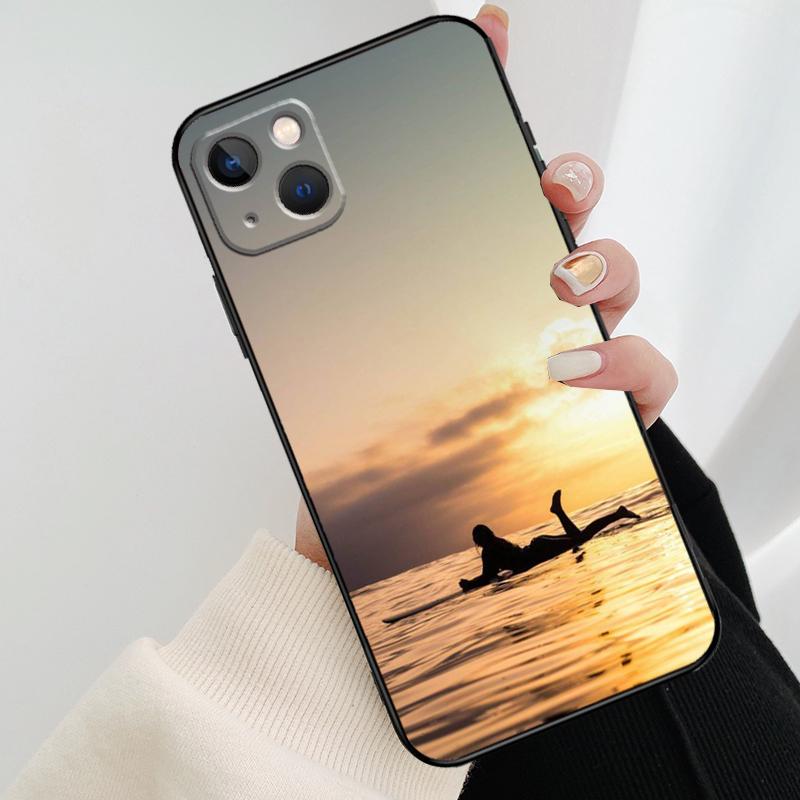 HAWAII BEACH SURF GIRL SURFING ART Phone Case For iPhone 17 Pro Max 16 15 11 13 12 14 Pro Max Mini 15 16 Plus 16e 17 Air Cover