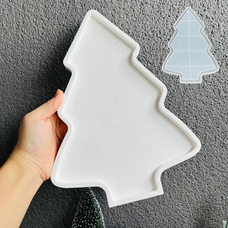 Resin Silicone Christmas Tree Mold with Layered Section Design Wax Resin Tray Mold with Sturdy Base Rounded Edges for Holiday