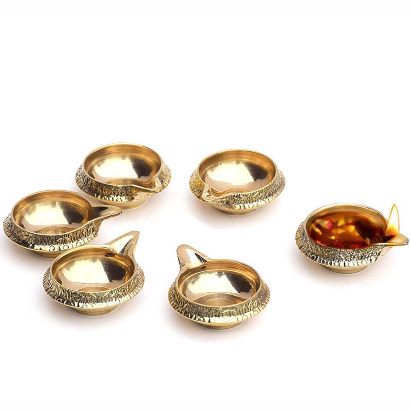 Pure Brass Small Diya, Akhand Diya For Pooja Room, Gold - 3.75 X 3.75 X 1 Inch