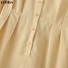 VONDA Damen Lapel Kragen 3/4 Ärmel Lässig Elegant Lang Weiter Bein Jumpsuit Rompers Für Große