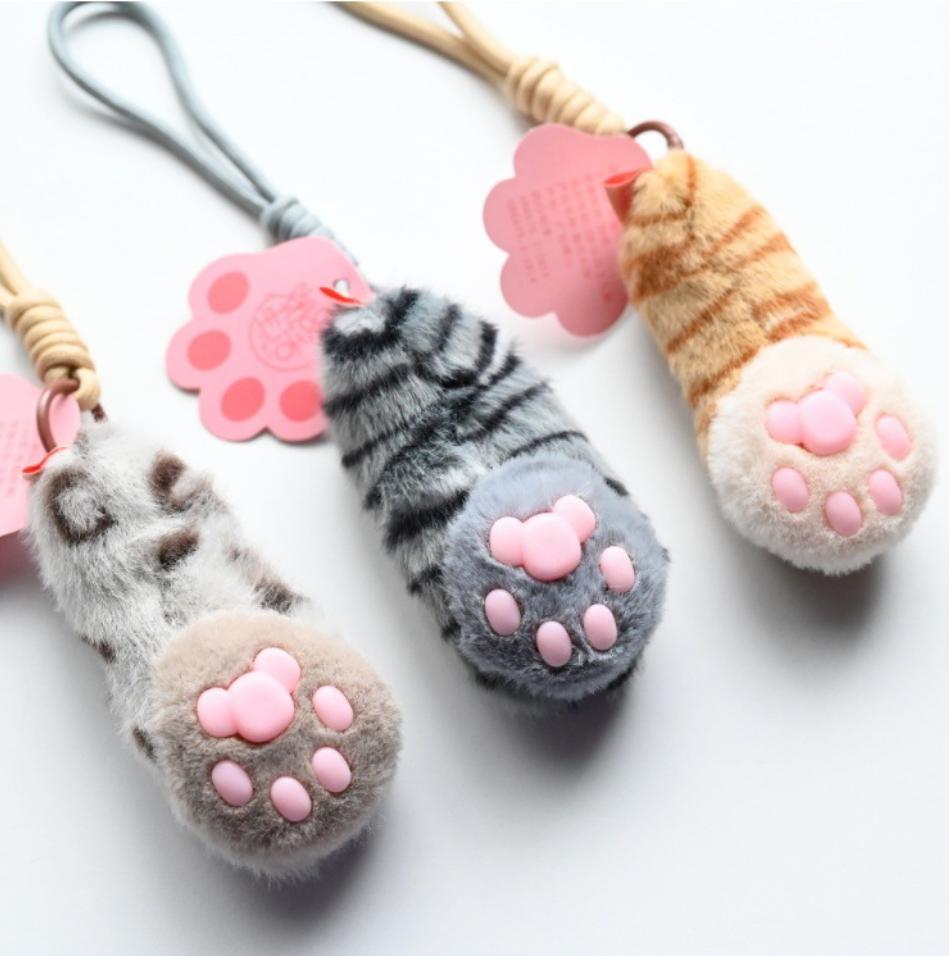 2s/lot 8cm Cute Leopard Paw Plush Keychain toys animal Leopard Doll Small Toy gifts