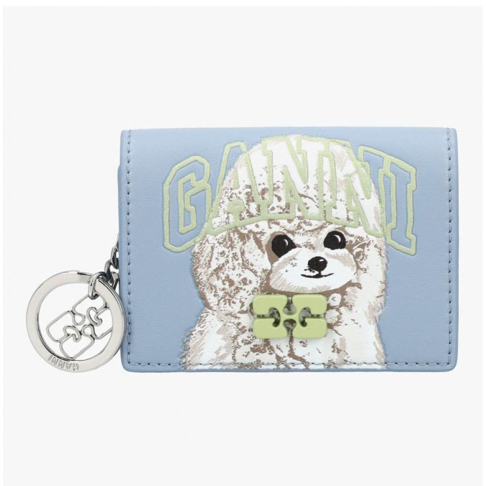 Ganni Poodle Logo Bow Flap Card Wallet A6777 326