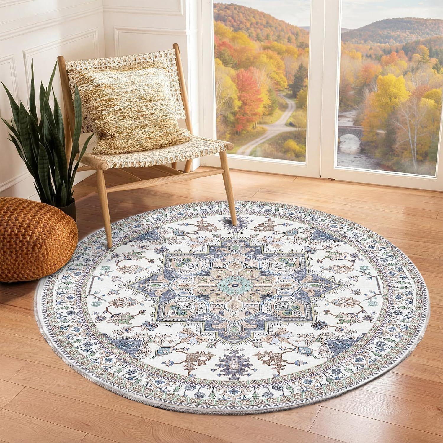 

Ethnic Feng Shui Crystal Velvet Round Carpet Living Room Skin Friendly Stainproof Wear Resistant Easy To Maintain Carpet 40*40cm [crystal velvet dot bottom]