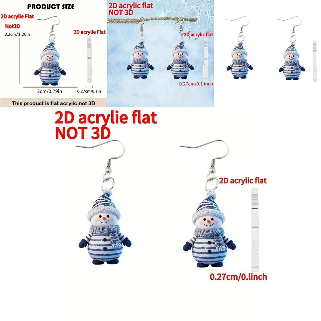 Snowman Christmas Acrylic Earrings With Silver Post For Festive Style