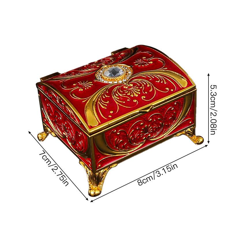 European Style Mini Jewelry Storage Box Necklace Organizer Inlaid Gem Alloy Bracelet Storage Jar Dresser Display Couple Gifts