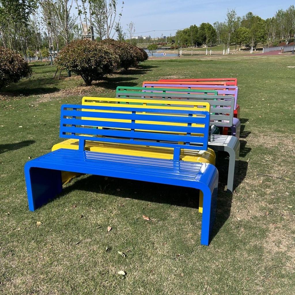 Wrought Iron Outdoor Bench with Backrest