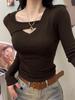 Coffee-Colored Stylish Women's T-Shirt - Sweet and Spicy Autumn/Winter Design