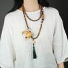 Chinese Style Wenge Gourd Women's Necklace - Versatile Diagonal Back Chain Accessory