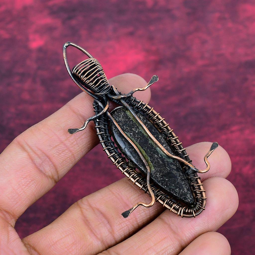 Orthoceras Fossil Pendant Copper Wire Wrapped Handmade Jewelry Gemstone Pendant