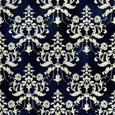 Royal Samt Stoff Polyester Zum Nähen - Motiv Damast-Blumenmuster