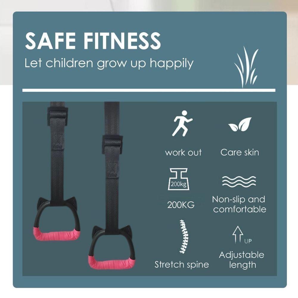 Strength Training Kids Gym Rings Non-Slip Pull Up Rings Fitness Equipment Exercise Rings For Home