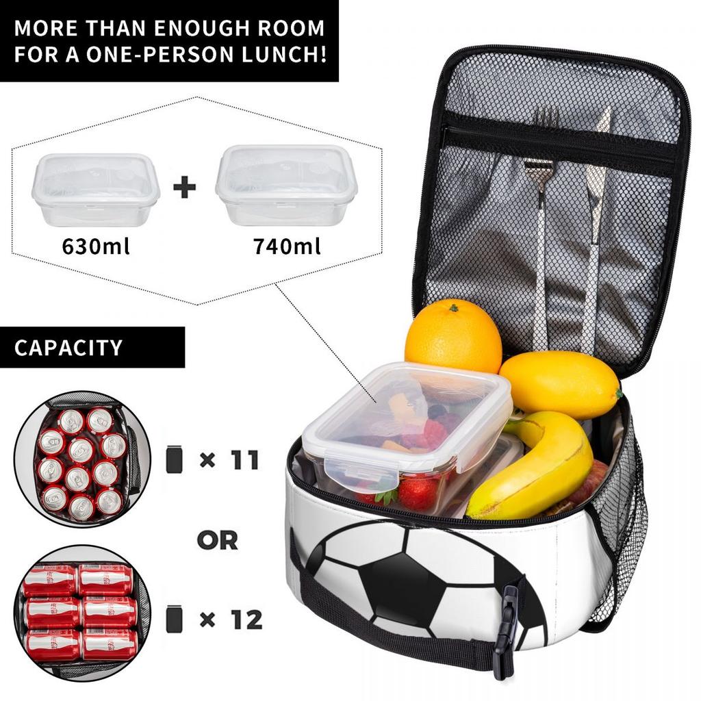 Sports Soccer Ball Insulated Lunch Bag for Women Children Leakproof Food Boxes Thermal Lunch Box Tote