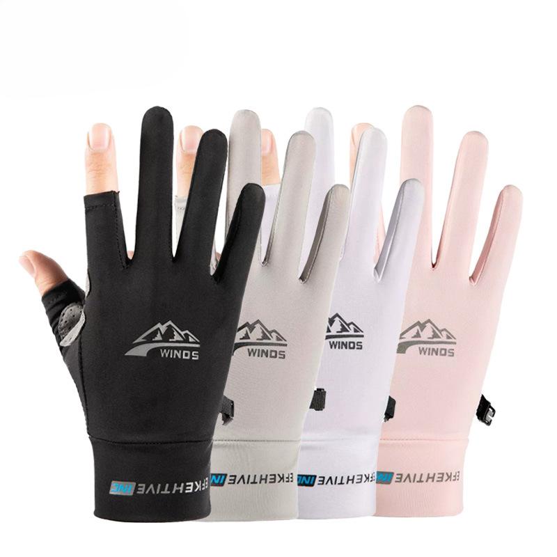 Outdoor Men's and Women's Cycling Gloves Slip Proof Wear Resistant Sun Proof and Ultraviolet Proof Thin Touch Screen Breathable Ice Silk Gloves.