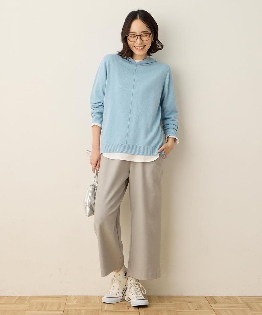 DECOY 58cm Heather Size 67cm Women's Fleece-Lined Wide-Leg Pants, Length, Gray, 494630,