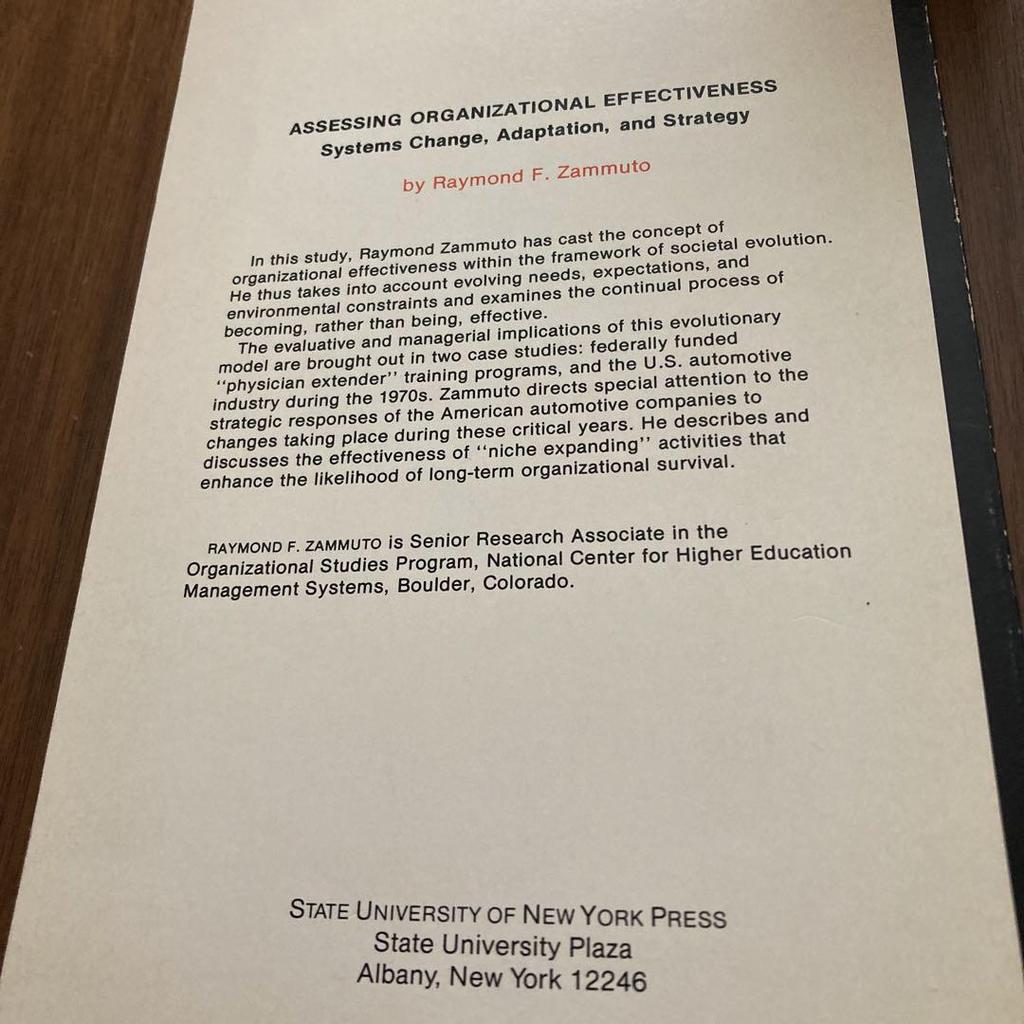 [USED] Assessing Organizational Effectiveness