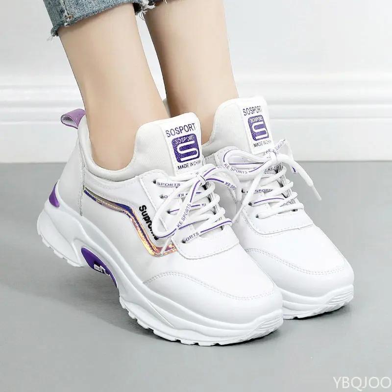 Women's Sequined White Shoes New Breathable Sneakers Thick Soled Fashion Running Shoes Non Slip Casual Female Shoe Mujer Zapatos