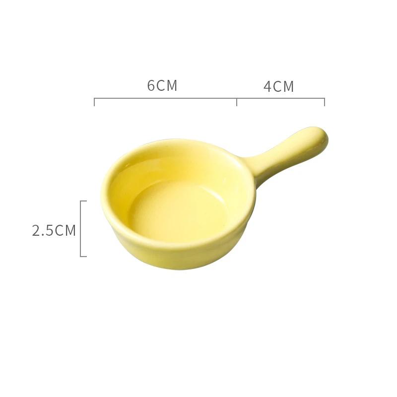 Creative Mini Ceramic Discretionary Dish Japanese Tableware Seasoning Dish Handle Dish Soy Sauce Vinegar Sushi Dipping Plate