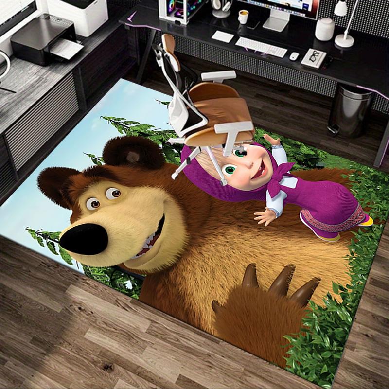 Masha Bear Adventure Carpet For Playroom Bedroom Living Room Sofa Home Decorkids Game Area Rug Nonslip Floor Mat