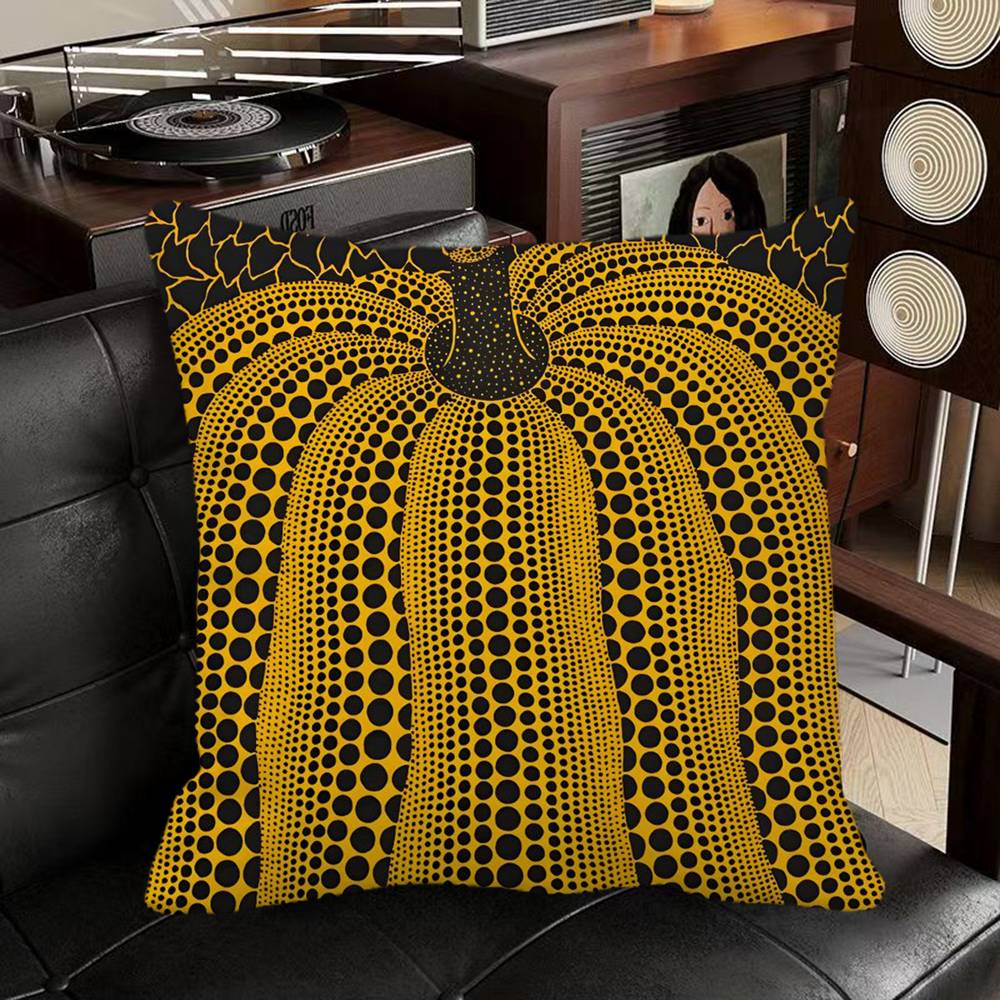 Yayoi Kusama Art Exhibition Pumpkin Flower Wall Art Pillow Case Square Pillow Bedroom Sofa Leisure Comfort Cushion Car