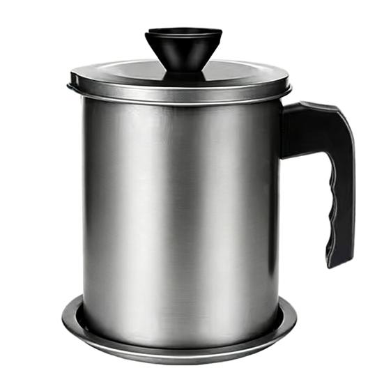 Bacon Grease Container with Filter And Lid 1.4/1.7/2.0L Carbon Steel Lard Jar for Cooking And Storage Easy-Grip Handle Rust Resistant Pot for Frying