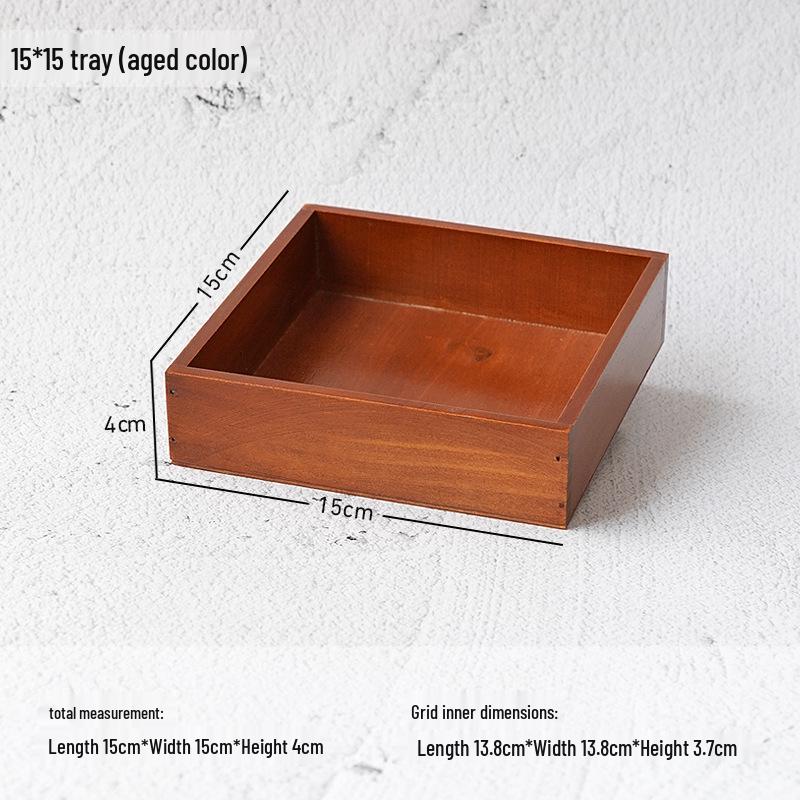 Retro Wooden Multi-Grid Desktop Storage Box and Display Tray