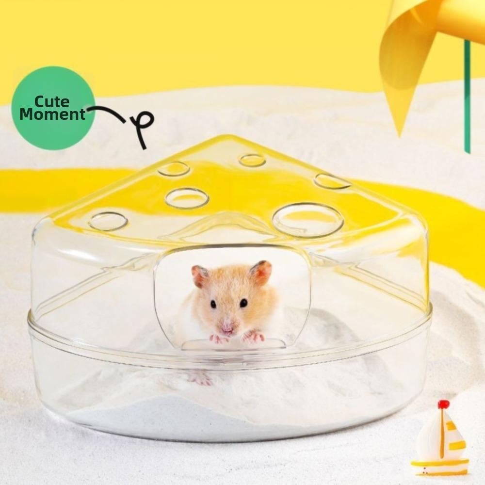 Cheese Shape Hamster Sand Bath Box Plastic Small Animal Bathtub Hamster Litter Box for Small Pets