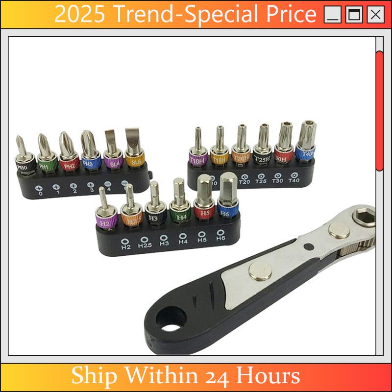 Feb.1/4  Ratchet Wrench Set Screwdriver Bit Set Screwdriver Bits Double Ended Ratchet Wrench Ratchet Wrench And Screwdriver Bit