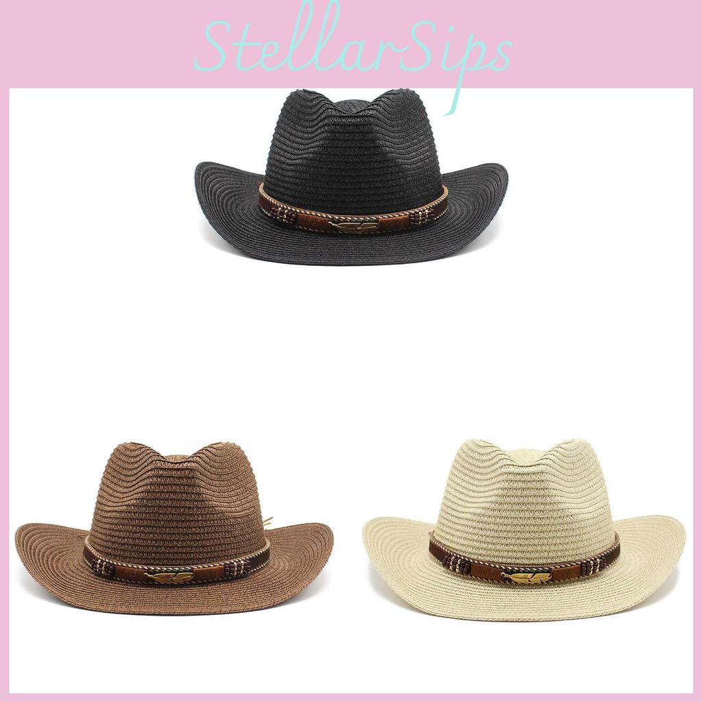 Westlicher Cowboy-Strohhut Sonnenschutz Breiter Rand Geschenk für Männer und Frauen