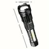 High Power LED Flashlight Powerful TYPE-C Rechargeable Zoom Flashlight with COB Side Light Torch for Outdoor Camping Hiking