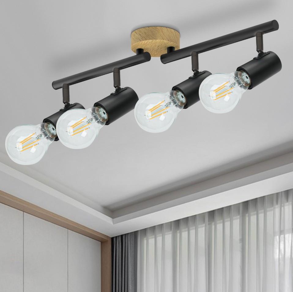 Adjustable Angle Track Light Bedroom E27 Living Room Multi-Lamp Spotlight Spotlight Elm Retro Lamps Led Lighting Shop Lights