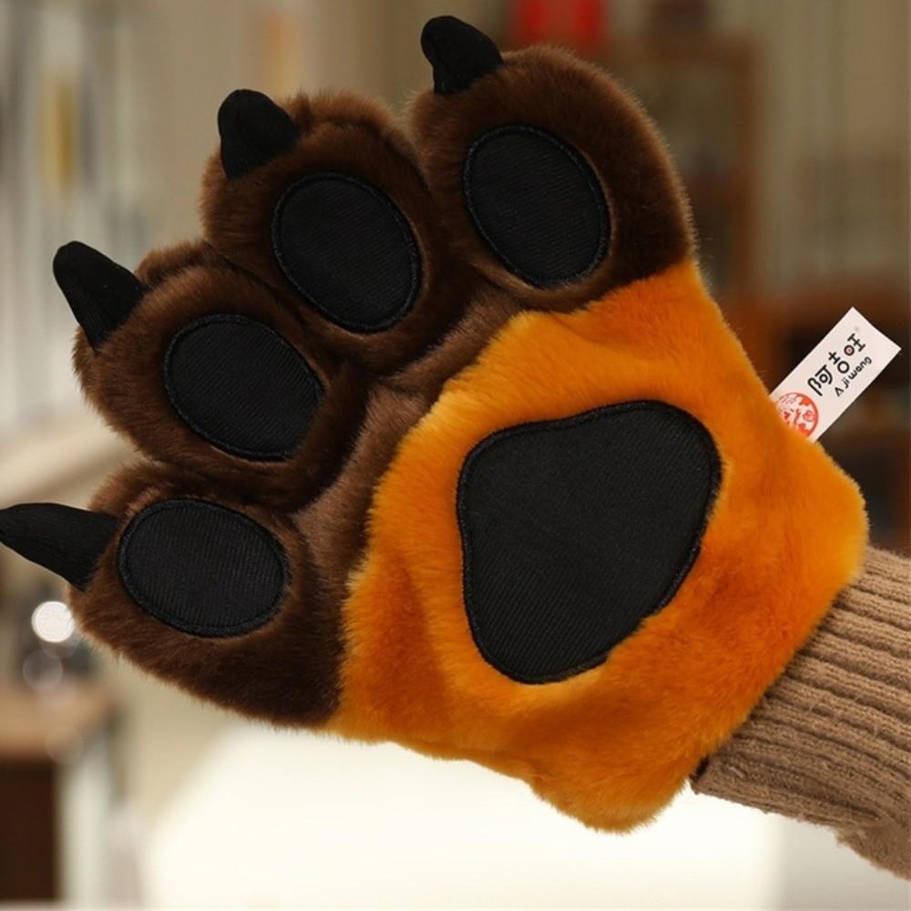 Furry Texture Faux Tiger Paw Gloves Stuffed Toys Bear Paw Plush Gloves Role Playing
