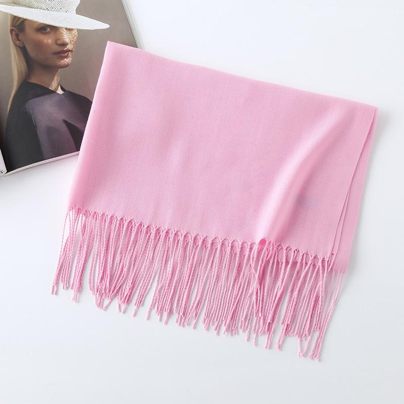Women's Solid Color Imitation Cashmere Scarf - 200g, Red, Warm Autumn/Winter Shawl and Neckerchief