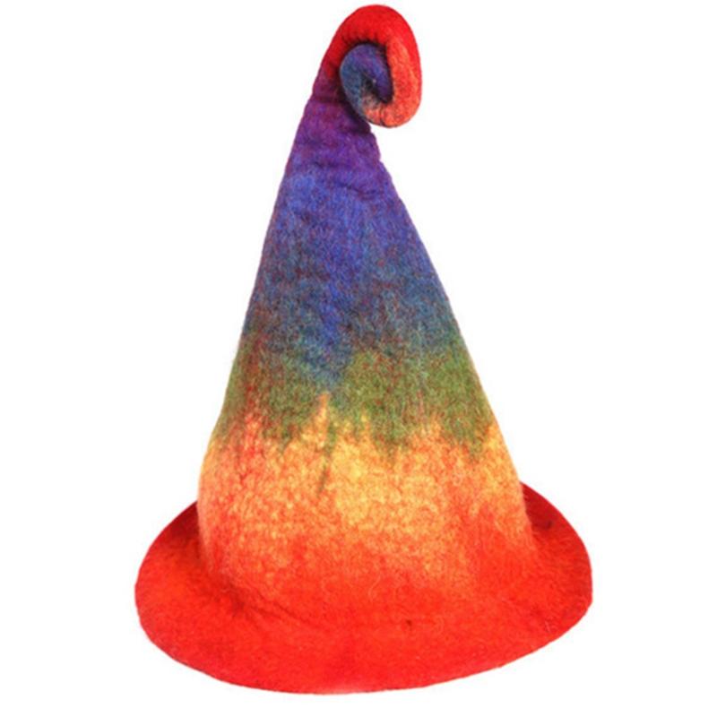 Popular Wizard Hat Gradient Rainbow Witch Hat Halloween Creative Cosplay Par 1